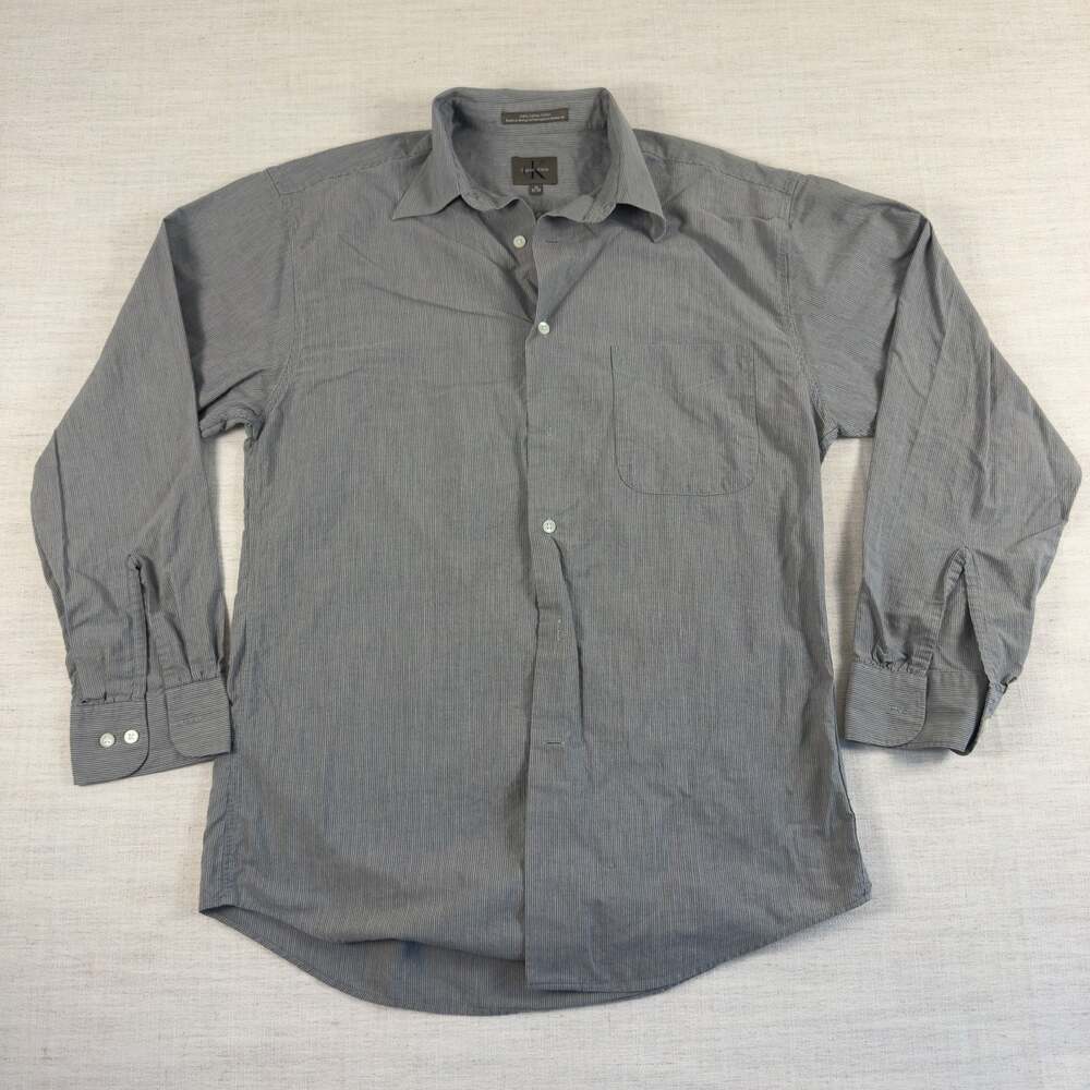 Calvin Klein Men's Striped Long Sleeve Dress Shirt Size 15 32-33